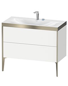 Duravit XViu Waschtisch-Unterschrank XV4711EB118P 100x48cm, 2 Auszüge, 2 Hahnlöcher, champagner matt, Rahmen P, weiß matt