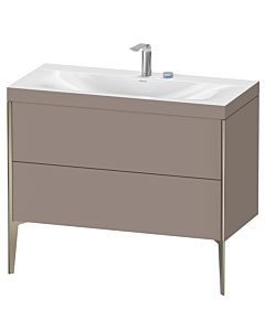 Duravit XViu Waschtisch-Unterschrank XV4711EB143C 100x48cm, 2 Auszüge, 2 Hahnlöcher, champagner matt, Rahmen C, basalt matt