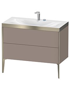 Duravit XViu Waschtisch-Unterschrank XV4711EB143P 100x48cm, 2 Auszüge, 2 Hahnlöcher, champagner matt, Rahmen P, basalt matt