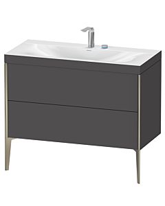 Duravit XViu vanity unit XV4711EB149C 100x48cm, 2 pull-outs, 2 tap holes, matt champagne, Rahmen C, matt graphite