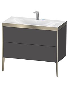 Duravit XViu Waschtisch-Unterschrank XV4711EB149P 100x48cm, 2 Auszüge, 2 Hahnlöcher, champagner matt, Rahmen P, graphit matt