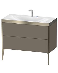 Duravit XViu Waschtisch-Unterschrank XV4711EB190P 100x48cm, 2 Auszüge, 2 Hahnlöcher, champagner matt, Rahmen P, flannel grey seidenmatt