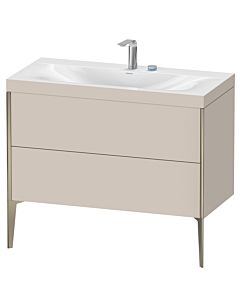 Duravit Meuble sous-vasque XViu XV4711EB191C 100x48cm, 2 coulissants, 2 trous pour robinetterie, champagne mat, Rahmen C, taupe mat