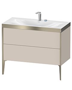 Duravit Meuble sous-vasque XViu XV4711EB191P 100x48cm, 2 coulissants, 2 trous pour robinetterie, champagne mat, Rahmen P, taupe mat