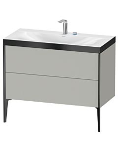 Duravit XViu Waschtisch-Unterschrank XV4711EB207P 100x48cm, 2 Auszüge, 2 Hahnlöcher, schwarz matt, Rahmen P, betongrau matt