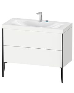 Duravit XViu Waschtisch-Unterschrank XV4711EB218C 100x48cm, 2 Auszüge, 2 Hahnlöcher, schwarz matt, Rahmen C, weiß matt