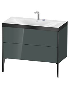 Duravit XViu vanity unit XV4711EB238P 100x48cm, 2 pull-outs, 2 tap holes, matt black, Rahmen P, dolomiti gray high gloss