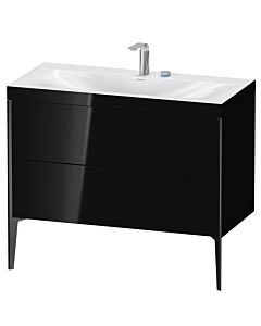 Duravit XViu vanity unit XV4711EB240C 100x48cm, 2 pull-outs, 2 tap holes, matt black, Rahmen C, high-gloss black