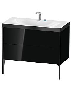 Duravit Meuble sous-vasque XViu XV4711EB240P 100x48cm, 2 coulissants, 2 trous pour robinetterie, noir mat, Rahmen P, noir brillant