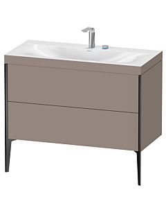 Duravit XViu vanity unit XV4711EB243C 100x48cm, 2 pull-outs, 2 tap holes, matt black, Rahmen C, matt basalt