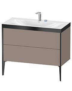 Duravit XViu vanity unit XV4711EB243P 100x48cm, 2 pull-outs, 2 tap holes, matt black, Rahmen P, matt basalt