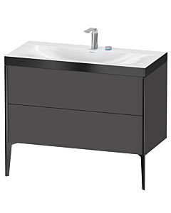 Duravit XViu Waschtisch-Unterschrank XV4711EB249P 100x48cm, 2 Auszüge, 2 Hahnlöcher, schwarz matt, Rahmen P, graphit matt