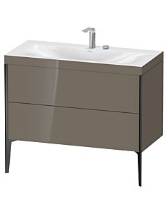 Duravit XViu vanity unit XV4711EB289C 100x48cm, 2 pull-outs, 2 tap holes, matt black, Rahmen C, flannel gray high gloss