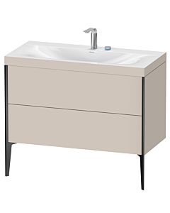 Duravit Meuble sous-vasque XViu XV4711EB291C 100x48cm, 2 coulissants, 2 trous pour robinetterie, noir mat, Rahmen C, taupe mat