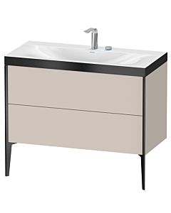 Duravit XViu vanity unit XV4711EB291P 100x48cm, 2 pull-outs, 2 tap holes, matt black, Rahmen P, matt taupe