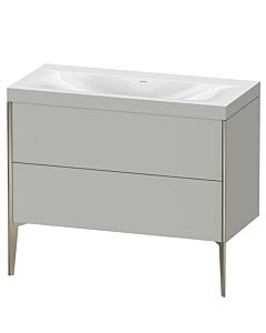 Duravit XViu Waschtisch-Unterschrank XV4711NB107C 100x48cm, 2 Auszüge, ohne Hahnloch, champagner matt, Rahmen C, betongrau matt