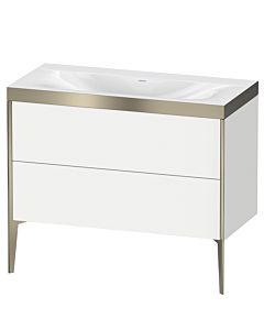 Duravit XViu vanity unit XV4711NB118P 100x48cm, 2 pull-outs, without tap hole, matt champagne, Rahmen P, matt white