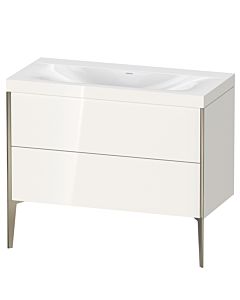 Duravit XViu Waschtisch-Unterschrank XV4711NB122C 100x48cm, 2 Auszüge, ohne Hahnloch, champagner matt, Rahmen C, weiß hochglanz