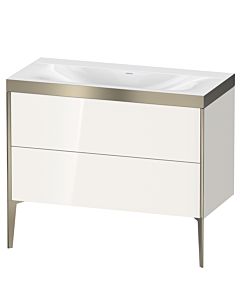 Duravit XViu Waschtisch-Unterschrank XV4711NB122P 100x48cm, 2 Auszüge, ohne Hahnloch, champagner matt, Rahmen P, weiß hochglanz