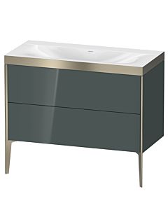 Duravit XViu Waschtisch-Unterschrank XV4711NB138P 100x48cm, 2 Auszüge, ohne Hahnloch, champagner matt, Rahmen P, dolomiti grey hochglanz