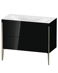 Duravit XViu Waschtisch-Unterschrank XV4711NB140C 100x48cm, 2 Auszüge, ohne Hahnloch, champagner matt, Rahmen C, schwarz hochglanz