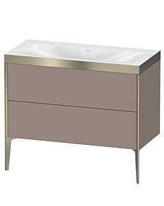 Duravit Meuble sous-vasque XViu XV4711NB143P 100x48cm, 2 coulissants, sans trou pour robinet, champagne mat, Rahmen P, basalte mat