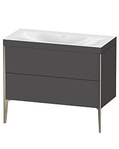 Duravit Meuble sous-vasque XViu XV4711NB149C 100x48cm, 2 coulissants, sans trou pour robinet, champagne mat, Rahmen C, graphite mat