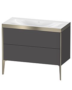 Duravit XViu vanity unit XV4711NB149P 100x48cm, 2 pull-outs, without tap hole, matt champagne, Rahmen P, matt graphite