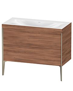 Duravit XViu vanity unit XV4711NB179C 100x48cm, 2 pull-outs, without tap hole, matt champagne, Rahmen C, natural walnut