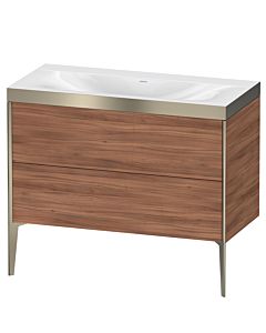 Duravit XViu vanity unit XV4711NB179P 100x48cm, 2 pull-outs, without tap hole, matt champagne, Rahmen P, natural walnut