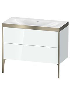 Duravit XViu Waschtisch-Unterschrank XV4711NB185P 100x48cm, 2 Auszüge, ohne Hahnloch, champagner matt, Rahmen P, weiß hochglanz