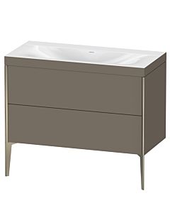 Duravit XViu Waschtisch-Unterschrank XV4711NB190C 100x48cm, 2 Auszüge, ohne Hahnloch, champagner matt, Rahmen C, flannel grey seidenmatt
