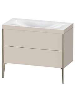 Duravit Meuble sous-vasque XViu XV4711NB191C 100x48cm, 2 coulissants, sans trou pour robinet, champagne mat, Rahmen C, taupe mat