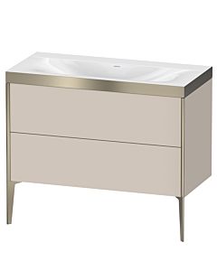 Duravit XViu vanity unit XV4711NB191P 100x48cm, 2 pull-outs, without tap hole, matt champagne, Rahmen P, matt taupe