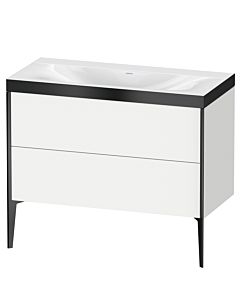 Duravit XViu Waschtisch-Unterschrank XV4711NB218P 100x48cm, 2 Auszüge, ohne Hahnloch, schwarz matt, Rahmen P, weiß matt