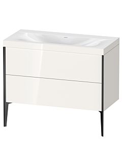 Duravit XViu Waschtisch-Unterschrank XV4711NB222C 100x48cm, 2 Auszüge, ohne Hahnloch, schwarz matt, Rahmen C, weiß hochglanz