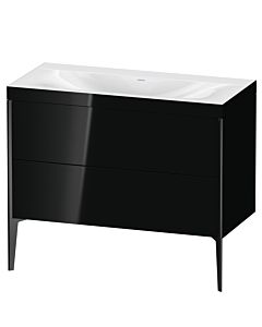 Duravit XViu vanity unit XV4711NB240C 100x48cm, 2 pull-outs, without tap hole, matt black, Rahmen C, high-gloss black