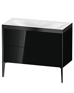 Duravit XViu vanity unit XV4711NB240P 100x48cm, 2 pull-outs, without tap hole, matt black, Rahmen P, high-gloss black