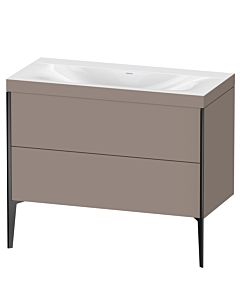 Duravit Meuble sous-vasque XViu XV4711NB243C 100x48cm, 2 coulissants, sans trou pour robinet, noir mat, Rahmen C, basalte mat