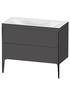 Duravit XViu Waschtisch-Unterschrank XV4711NB249C 100x48cm, 2 Auszüge, ohne Hahnloch, schwarz matt, Rahmen C, graphit matt