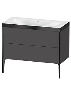 Duravit XViu Waschtisch-Unterschrank XV4711NB249P 100x48cm, 2 Auszüge, ohne Hahnloch, schwarz matt, Rahmen P, graphit matt