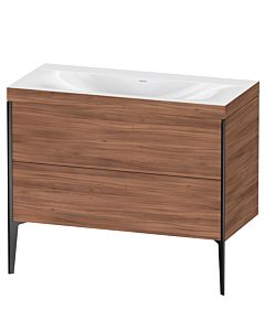 Duravit XViu vanity unit XV4711NB279C 100x48cm, 2 pull-outs, without tap hole, matt black, Rahmen C, natural walnut