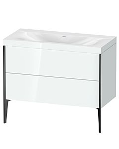 Duravit XViu Waschtisch-Unterschrank XV4711NB285C 100x48cm, 2 Auszüge, ohne Hahnloch, schwarz matt, Rahmen C, weiß hochglanz