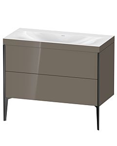 Duravit XViu vanity unit XV4711NB289C 100x48cm, 2 pull-outs, without tap hole, matt black, Rahmen C, flannel gray high gloss