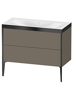 Duravit XViu Waschtisch-Unterschrank XV4711NB290P 100x48cm, 2 Auszüge, ohne Hahnloch, schwarz matt, Rahmen P, flannel grey seidenmatt