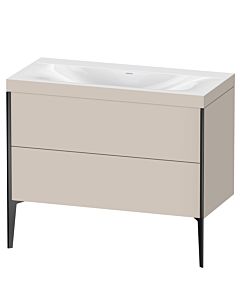 Duravit Meuble sous-vasque XViu XV4711NB291C 100x48cm, 2 coulissants, sans trou pour robinet, noir mat, Rahmen C, taupe mat