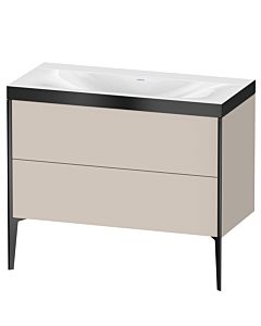 Duravit XViu vanity unit XV4711NB291P 100x48cm, 2 pull-outs, without tap hole, matt black, Rahmen P, matt taupe
