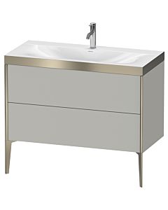 Duravit XViu Waschtisch-Unterschrank XV4711OB107P 100x48cm, 2 Auszüge, 1 Hahnloch, champagner matt, Rahmen P, betongrau matt