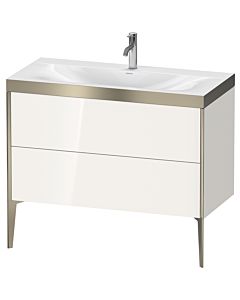Duravit XViu Waschtisch-Unterschrank XV4711OB122P 100x48cm, 2 Auszüge, 1 Hahnloch, champagner matt, Rahmen P, weiß hochglanz