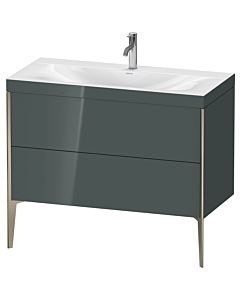 Duravit XViu meuble XV4711OB138C 100x48cm, 2 2000 - out, Match2 trou de coulée, champagne mat, Rahmen C, Dolomiti gris brillant